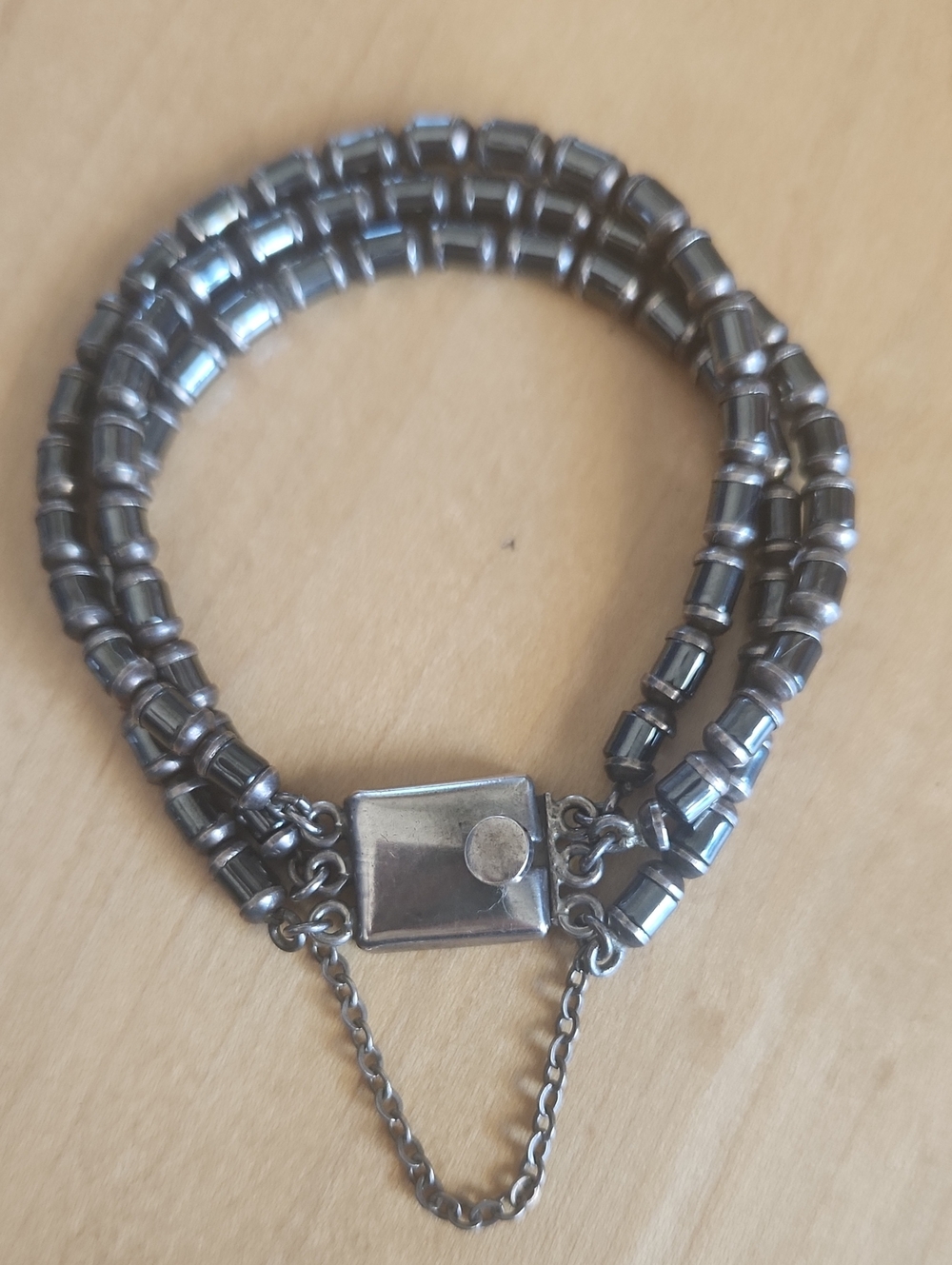 Sterling Silver 925 Multi-Strand Hematite Bracelet 36g